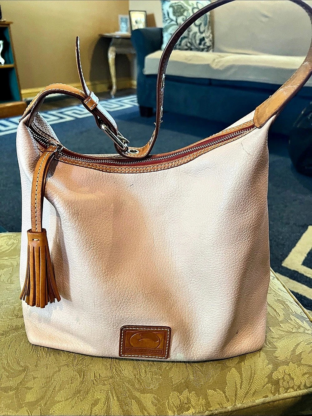 Dooney & Bourke Pebble Grain Hobo Bag in Pink & Brown